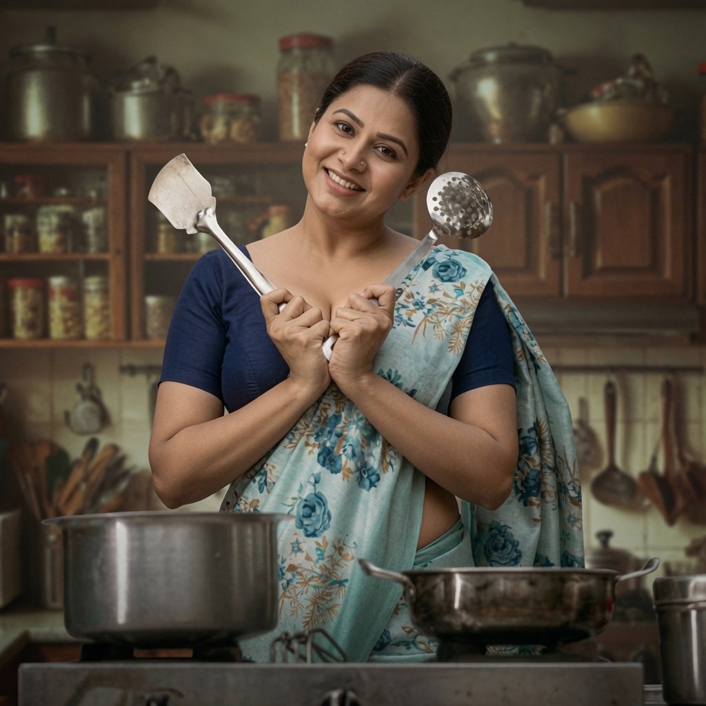 NonisSusanHere's tweet photo. Enna di ivlo kitchen beauty 😍 Blue saree la ivlo seductive ah natural curves &amp; exact same smile full fire 🔥
அடி அம்மா! Chennai-oda home queen ivlo hot-ஆ இருக்கு 🔥
#Chennai #SareeQueen #TamilBeauty #ChennaiDiaries #SensualVibes #GrokImagine #TamilNadu #ViralLook #ChennaiVibes https://t.co/fmDPKwV5vg