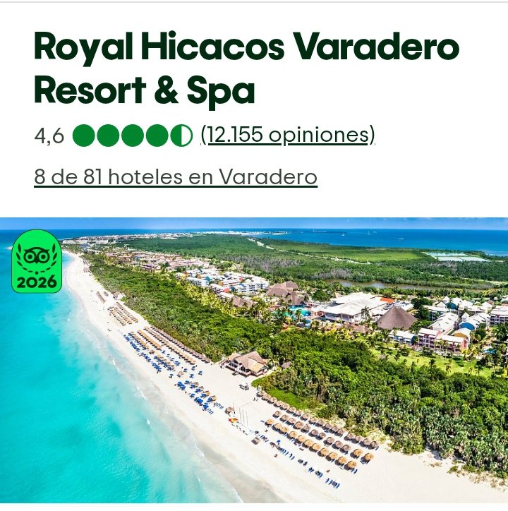 Royalton_Hcacos's tweet photo. El Hotel Royal Hicacos se enorgullece en anunciar que ha recibido el premio Travellers’ Choice 2026 de Tripadvisor. Este galardón reconoce a aquellos alojamientos, atracciones y restaurantes que obtienen de manera constante opiniones excelentes de los viajeros. https://t.co/YSFNWKLahp