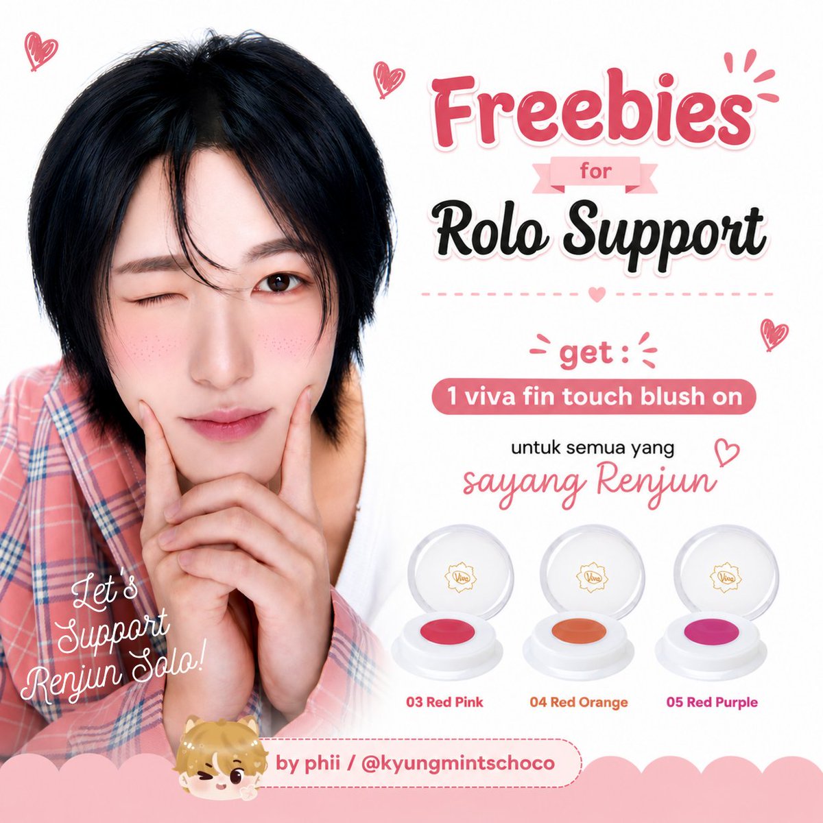 kyungmintschoco's tweet photo. — ✨♡ : freebies to celebrate RENJUN solo album “echoes between us” 

I will distributed offline freebies at @Juniverse323’s led ads @ mrt dukuh atas &amp; grab n go @ biki cafe on June, 13th 💛✨

Let's beauty, Let's blush &amp; Let's support Renjun Solo #ROLO 🧚🏻‍♀️💗 https://t.co/xfzGdt0hYK