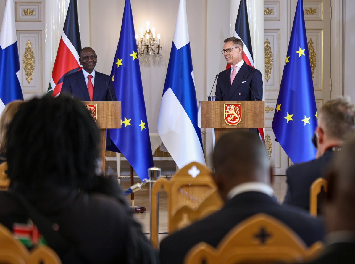 MusaliaMudavadi's tweet photo. Kenya and Finland are charting a stronger path of cooperation, innovation and shared prosperity as I accompanied H.E. President @WilliamsRuto for bilateral talks with H.E. @alexstubb, President of the Republic of Finland.

A key outcome of the visit was the signing of three Memoranda of Understanding covering the circular economy and bioeconomy, climate action, education, digitisation and innovation. These agreements will strengthen collaboration in research, technology transfer, skills development and investment.

Our discussions also focused on the importance of an effective multilateral system that responds to today's global challenges while reflecting the interests and aspirations of developing nations.

Kenya and Finland further reaffirmed their commitment to advancing peace, dialogue and international cooperation, guided by the principles of the United Nations Charter and the peaceful resolution of disputes.