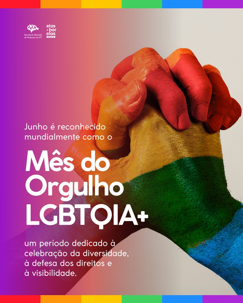MulheresPT's tweet photo. Mês do Orgulho LGBTQIAPN+
Mais do que uma celebração, o mês do Orgulho é um período de memória, resistência e luta por direitos.
reafirmamos a importância do combate à LGBTfobia, da defesa dos direitos humanos e da construção de uma sociedade onde todas as pessoas possam viver com respeito, segurança e liberdade para ser quem são.
Orgulho é existir. Orgulho é resistir.