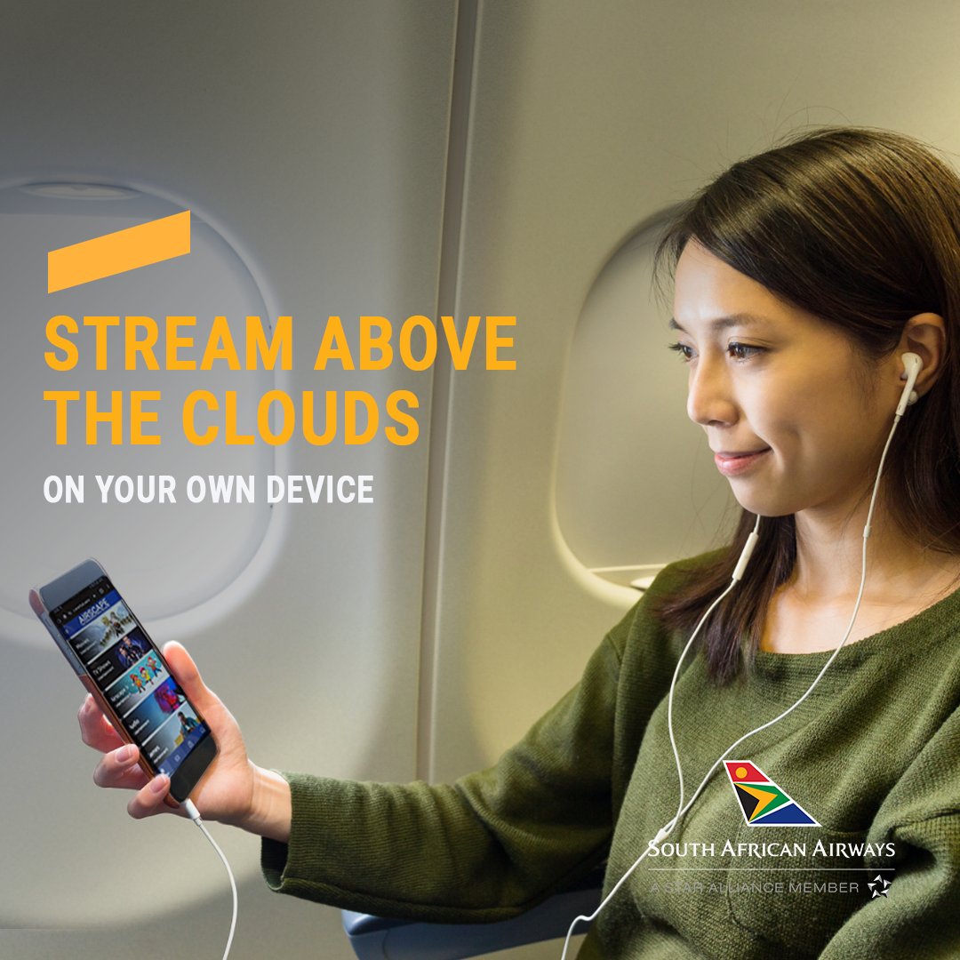 flysaa's tweet photo. Bring your earphones🎧,device📱and we'll bring the in-flight entertainment.

Stream movies, series, music and more directly to your own device while you fly, with Airscape our onboard streaming platform.

Once onboard, simply scan the QR code on the seatback in front of you or in the Sawubona magazine to connect. Need assistance? Our cabin crew will be happy to help.

#SAA #FlySAA #SAAVoyager #Airscape