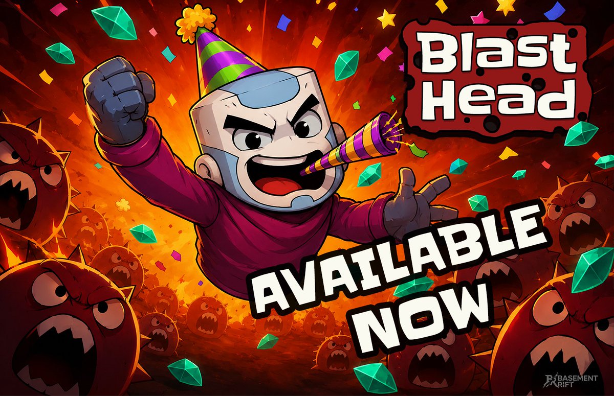 BasementRift's tweet photo. Our game has officially launched and is now available on Steam.

Huge thanks to everyone who supported us along the way: wishlisted the game, tested it, shared feedback, and helped us get it to release.

It’s a fast-paced bullet heaven where you fight through waves of enemies, try out different builds, unlock weapons and runes, and push through more and more chaos with every run.

If you like quick runs, lots of action, build experimentation, and the simple joy of smashing monsters into pieces Blast Head is ready for you.

Go check out Blast Head on Steam and let us know how long you manage to survive.

https://t.co/gtlWwzEWHv