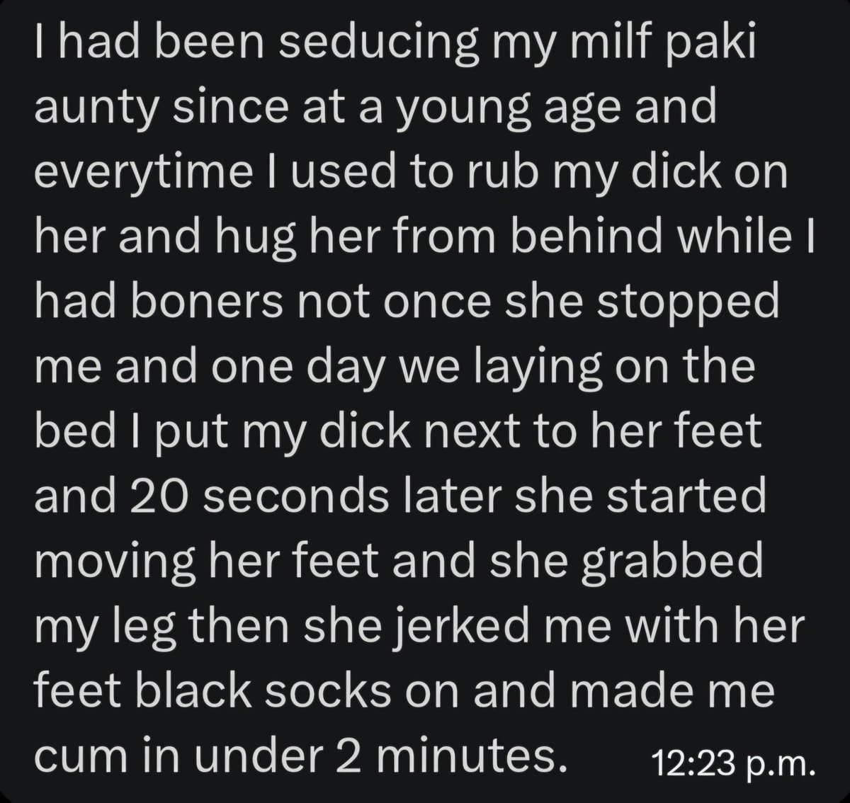 haramgoonconfes's tweet photo. Seduced his aunt #gooner #goonette #confessions #haram #incest #incestconfession #paki #milf #aunt #gooning https://t.co/G4gGto52yw