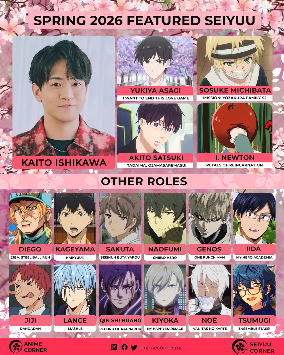 seiyuucorner's tweet photo. 🌸 Daily Spring 2026 Featured Seiyuu: Kaito Ishikawa https://t.co/BQos8OFgQD