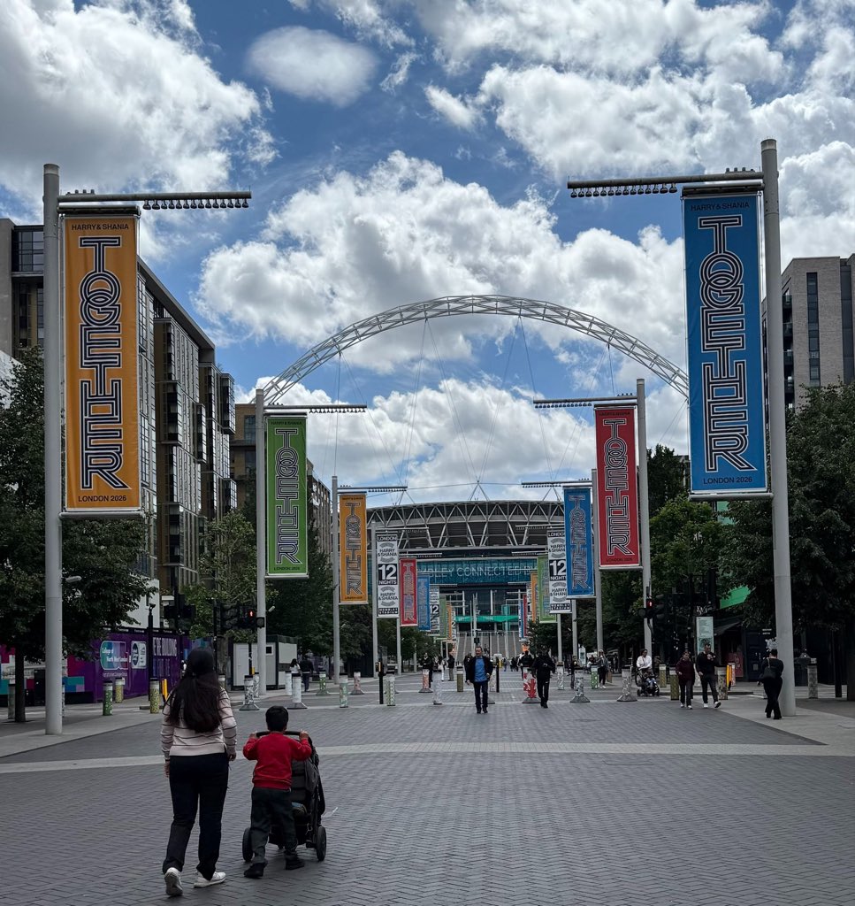hsdtogethertour's tweet photo. Another look at the banners for Together Together London on Olympic Way at Wembley Stadium! https://t.co/x7LWCJvwH0
