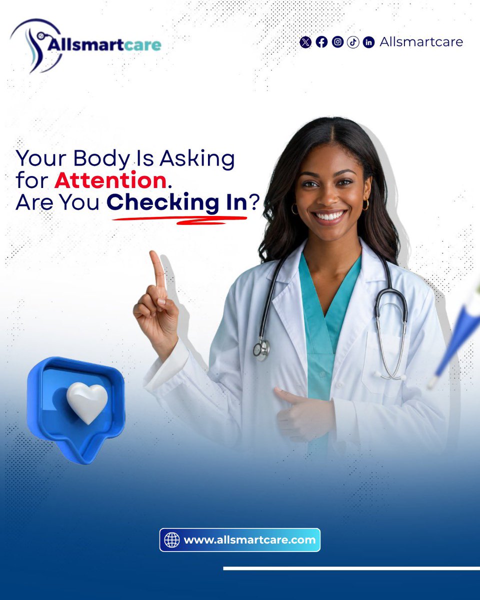 Allsmartcare_'s tweet photo. Your body always talks, Do you listen ? 👀

When you feel a random fatigue, a headache, and find ways to say “I’m fine” when you really are not.

Sometimes, what you call stress is your body asking for a check-in. https://t.co/8X0mEfJNPw