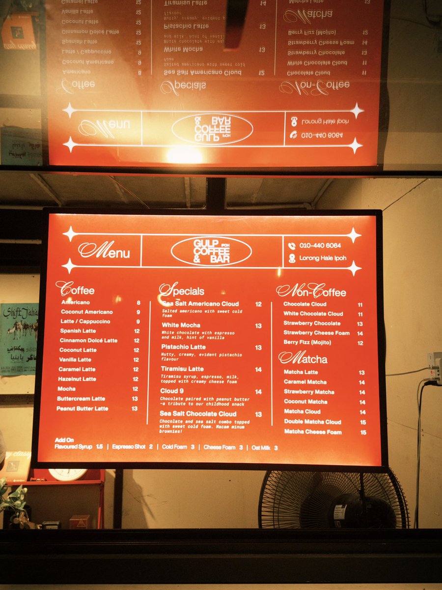 justdausonly's tweet photo. GULP COFFEE &amp; BAR

Those yang nak cuba tu boleh pergi. Area Plab B sana. Coffee dia nama canggih canggih. Flavour banyak. Taste good. Ada makanan jugak. Go go IPOH! @MohKeIpoh https://t.co/I97bBYPose