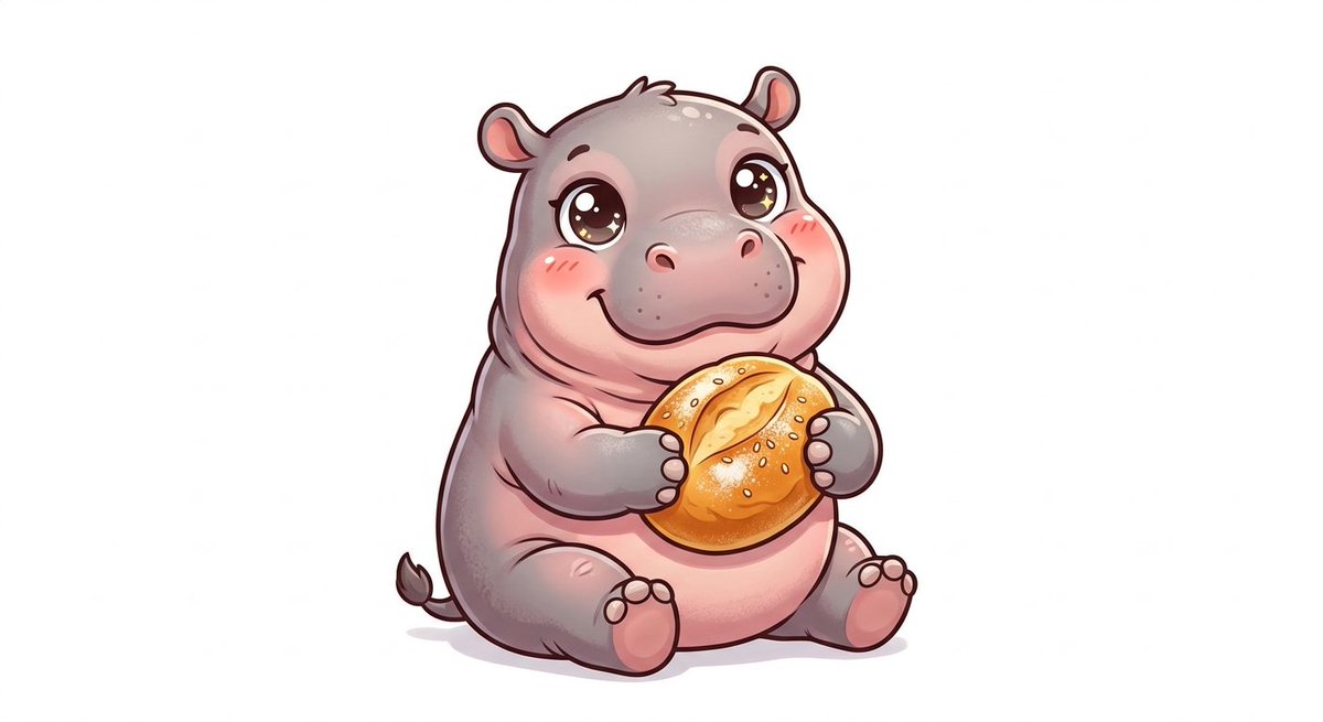 rolliesol's tweet photo. The newest member of the pygmy hippopotamus family at Berlin Zoo has been named #Brötchen (Bread Roll).
Berlin Zoo announced this on Wednesday. Zoo director Andreas Knieriem explained, 

"Giving food names to animals seems to be a popular internet trend right now. Or rather, people in Berlin knew decades ago that those little, round snacks made perfect animal names."