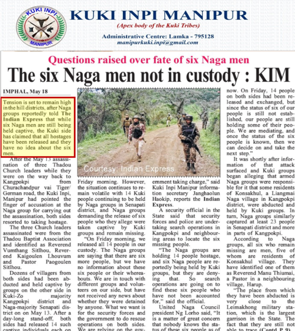 KhambaMoir7985's tweet photo. This is how Kuki Inpi Manipur @inpi_kuki, the apex body of the Kukis, blatantly lied about the whereabouts of the six Naga hostages.

Today, the six hostages who were kidnapped by KNF-P were found dead, mutilated, &amp; dismembered.

These are the savages Manipur is dealing with. https://t.co/K61G7aMrpI