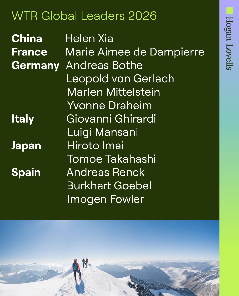 HLC_IP's tweet photo. World Trademark Review has recognized 13 Hogan Lovells IP lawyers as Global Leaders in 2026, “the best of the best in trademark practice” across China, France, Germany, Italy, and Spain: https://t.co/PLoJeKpHmW https://t.co/CaCvAi8W2H