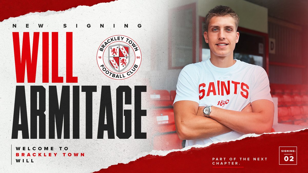 BrackleyTownFC's tweet photo. 🆕✍️ New Signing for Brackley Town

Will Armitage will join Brackley Town ahead of the 2026/27 season.

The defender returns to St James Park following a loan spell last season.

Welcome back Will. 

Part of the next chapter.

📰👇
https://t.co/G1vSZxgsFY

#WeAreBrackley 🔴⚪️ https://t.co/TuyjIkZ0Ds