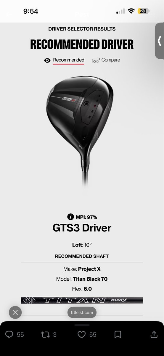 boltintraining's tweet photo. @Mike_kim714 @Titleist The GTS3 Driver with the Titan Black 70  shaft with 6.0 flex. This driver sounds like it will be a beauty ! https://t.co/3CnfJBEQwX