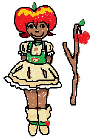 passiveJungle's tweet photo. @apple_wizardess Hi apple girlington fan here is an apple girlington design i devised while listening to tobys improvised touhou music once https://t.co/Mw97G0ifve