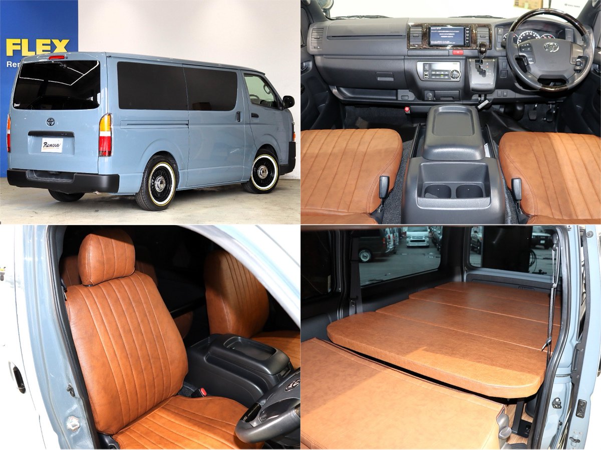 flexcarlife's tweet photo. 🔵お洒落なアンヴィルグレー×角目Renoca CoastLines 入庫🚘
ダークプライムⅡベースの2.8Lディーゼルです！

🏡内装｜新品クラシックベッド / シートカバー / CFカーゴマット
⚙️外装｜DEAN16AW / リボンタイヤ / 1.5inローダウン

詳細はこちら🔗https://t.co/6oFv75G40T

#Renoca #ハイエース #車中泊 https://t.co/LyaAV76zLF