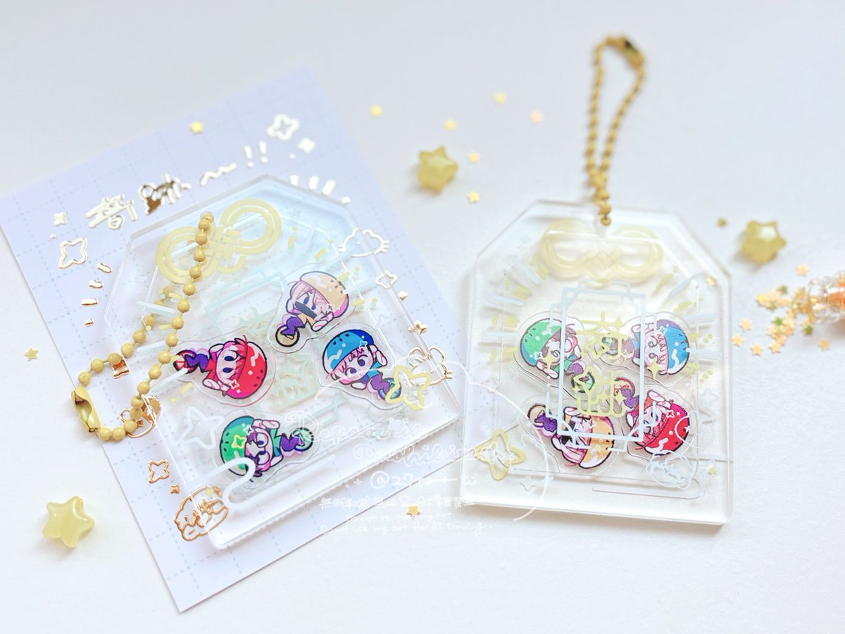 27ta__'s tweet photo. お守り風のシャカシャカアクキー🌟
台紙も縁起良く(？)金ピカ箔もりもりにしました！(ᵔ ̫ᵔ)
奇跡が、起こりますように..........🙏💫 https://t.co/Payg7J0LSb