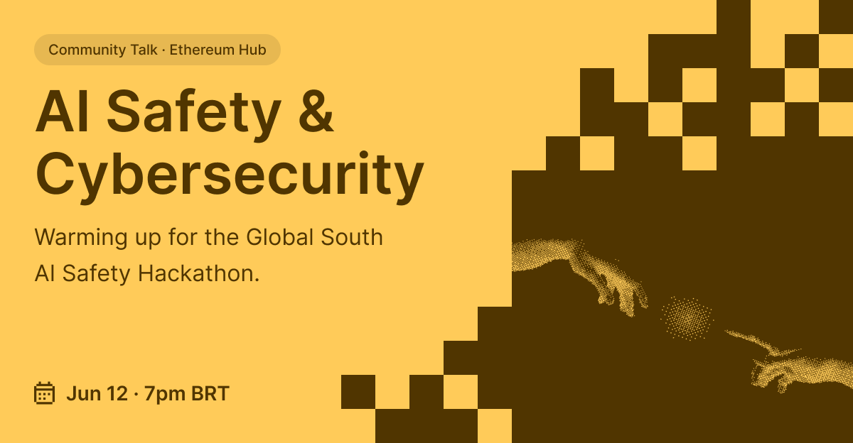 EthereumHubFLN's tweet photo. What does AI safety look like when you're building from here? 
What gaps does global research miss?

Community talk on AI Safety + Cybersecurity at Ethereum Hub - warmup for the Global South AI Safety Hackathon.

🗓️ Jun 12 · 7pm · Floripa 
RSVP: https://t.co/XyU0H2xJ1n https://t.co/MiIyvF5INh