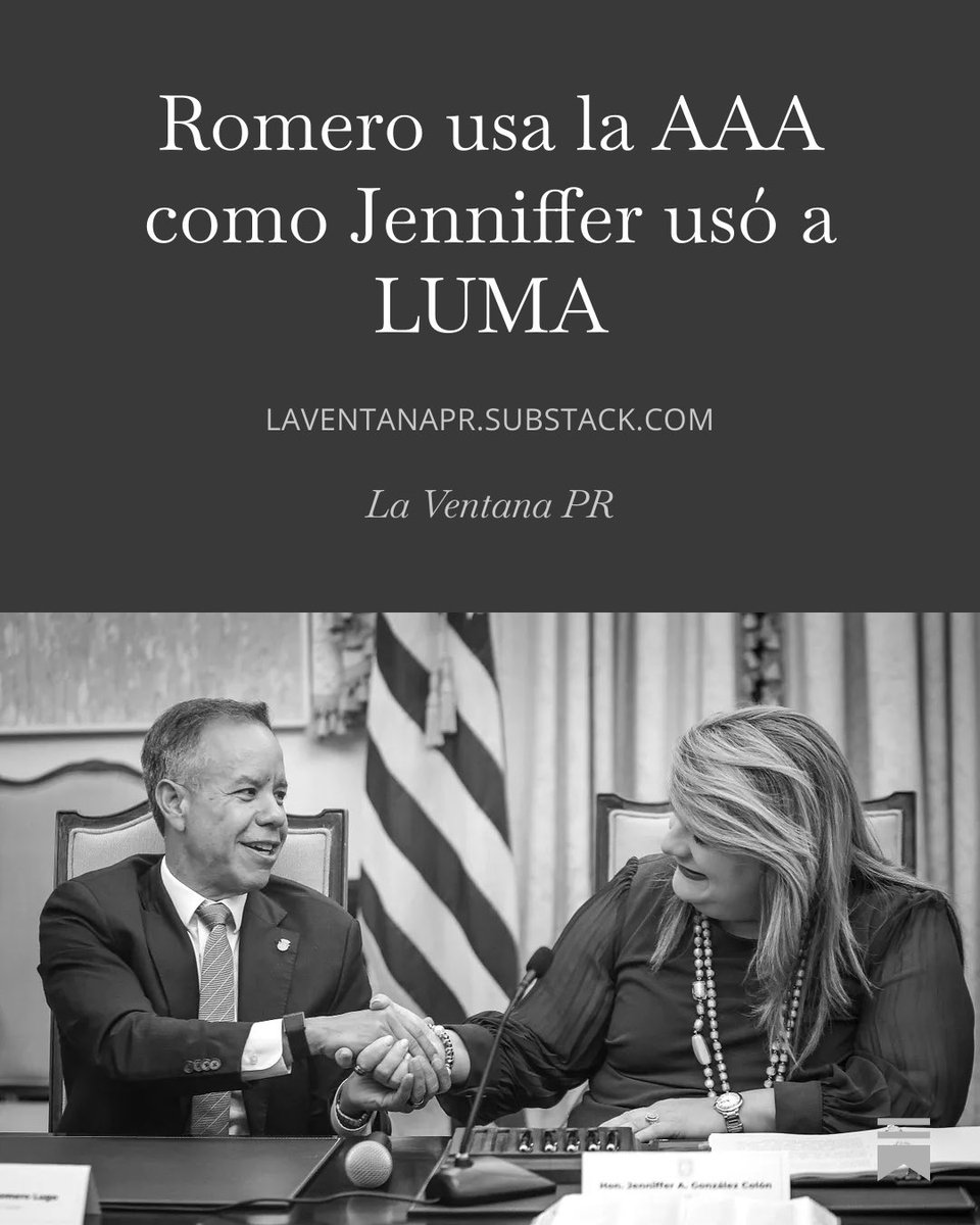 rtirado's tweet photo. 1 / 4
Jenniffer González usó a LUMA para debilitar a Pierluisi.
Hoy Miguel Romero usa la AAA para hacerle lo mismo a ella.
🧵 https://t.co/wIBU4n8uPT