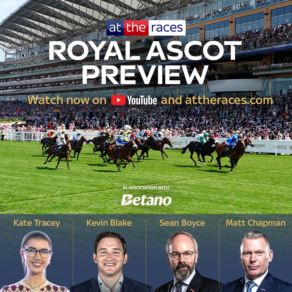 AtTheRaces's tweet photo. The only preview show you need for Royal Ascot! 🏇

Our expert team run through the key clashes and nominate their best bets for the Royal meeting, including a 66/1 selection for the Gold Cup.