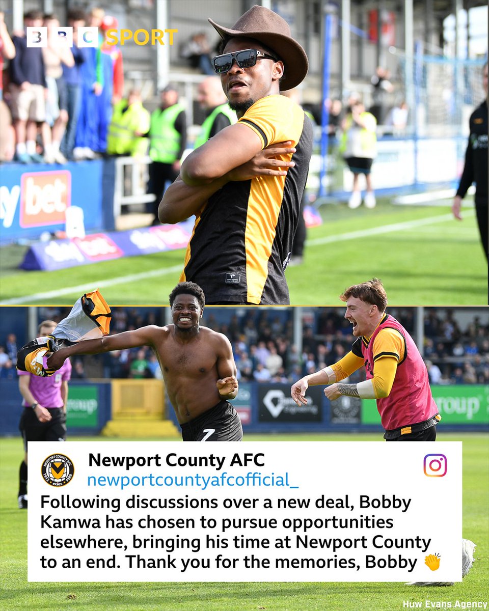 BBCSportWales's tweet photo. Newport County have announced that, despite discussions over a new deal, Bobby Kamwa will leave the club this summer 🤝

#BBCFootball #Exiles https://t.co/TPkf7Rzx8K
