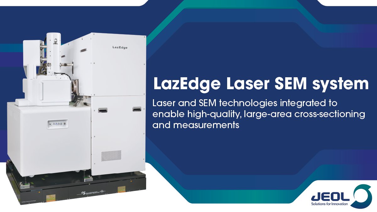 JEOLUSA's tweet photo. JEOL's new LazEdge Laser SEM system runs cross-sectioning and analysis in a single workflow, with no separate instruments and no sample transfer.

Learn More: https://t.co/meOEMg4ncD

#SEM #ElectronMicroscopy #JEOL https://t.co/JQevvaNwsA