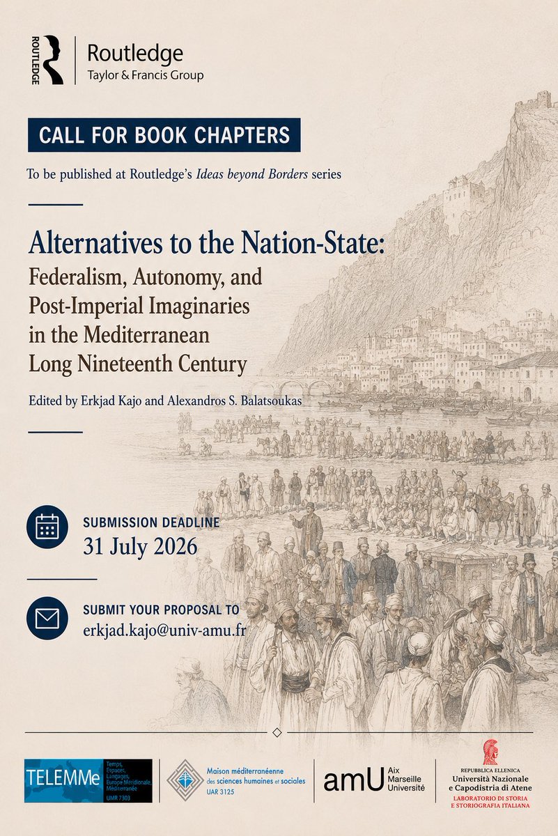 ekajoXVI's tweet photo. Was the nation-state an inevitable outcome for the Mediterranean, or just the most aggressive one?

We’re editing a new volume exploring the "lost" alternatives that didn't fit the nationalist mold.

We’re looking for contributors to join the discussion. DM or email for more info https://t.co/ey0E4Wzkqy
