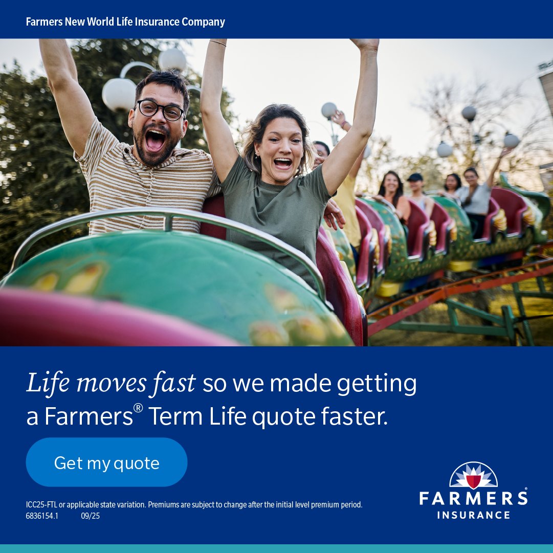 jhadder140's tweet photo. When life moves fast, your insurance should keep pace. Why not get your quote now for Farmers® Term Life Insurance to help accelerate your plans for financial protection? Contact me for questions or assistance. Contact me for questions or assistance. https://t.co/ifUAFO75KH https://t.co/V9HXCSjtFS
