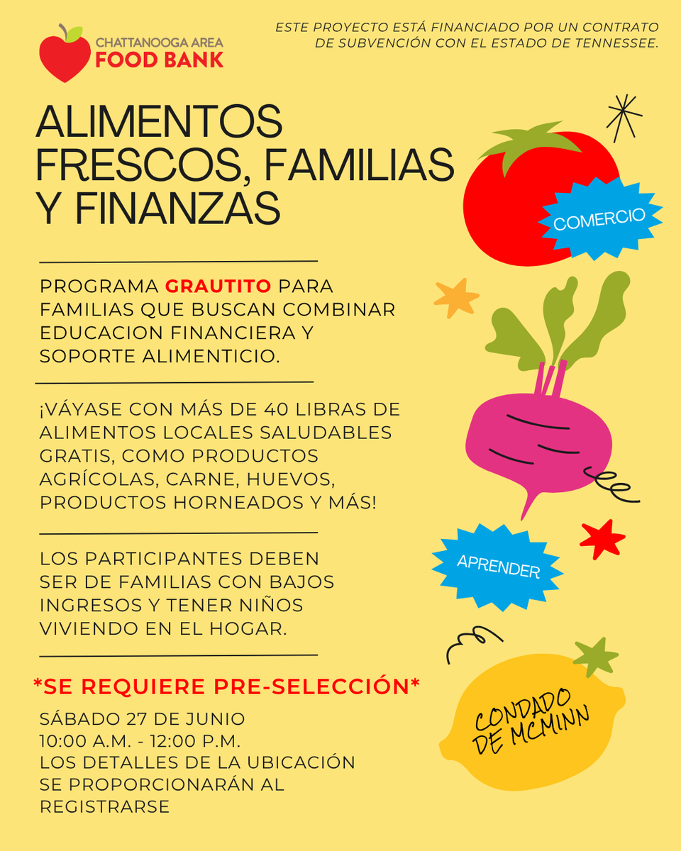 chattfoodbank's tweet photo. HEY MCMINN COUNTY!  🍞 Our Fresh Food, Families &amp; Finance event series continues this month on Saturday, June 27th in McMinn County. 

APPLY HERE: https://t.co/HzQgstf0kg https://t.co/QJW3GR7Gd0