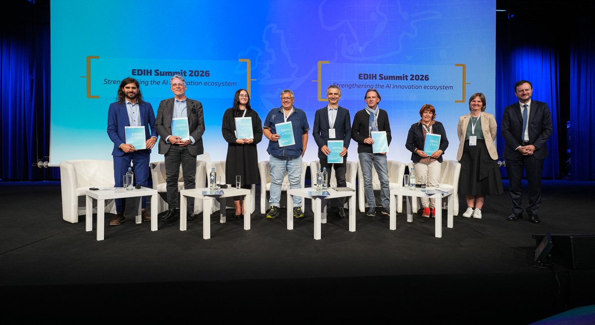 edih_net's tweet photo. Developing an AI solution &amp; want to test it in the real world? Europe has the infrastructure to help. 🦾 

New EDIHs + TEFs guidelines, presented today at #EDIHSummit26   

See how 📷 https://t.co/nShmBEp31v https://t.co/gwgaZ1phgM