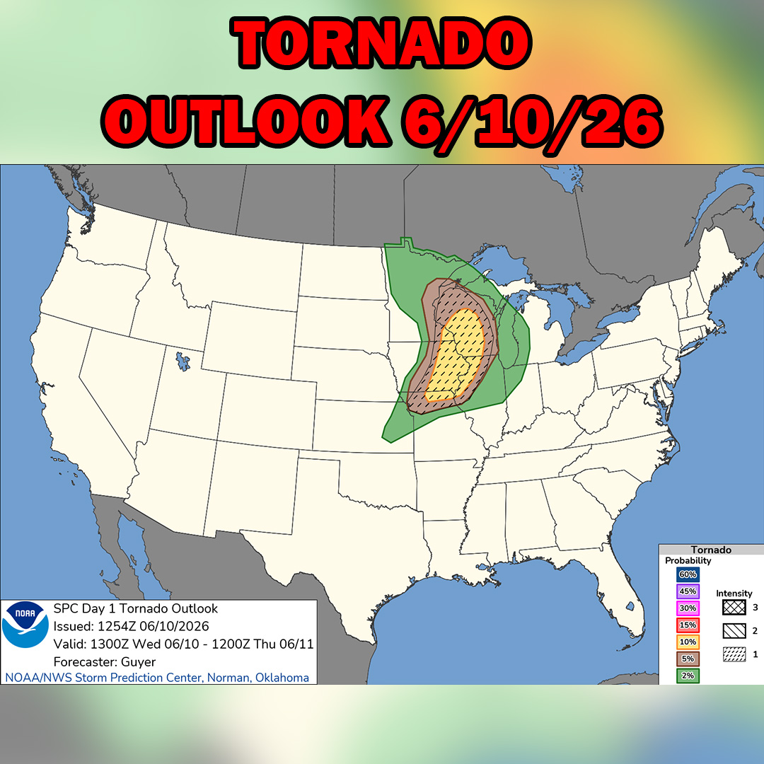CharlieBourdo's tweet photo. The Midwest is in the bullseye for a busy day of storms! We have the threat for tornadoes, large hail, and damaging winds as a large line of thunderstorms is expected to develop later this afternoon. I'll be live from Wisconsin chasing these storms as they roll through! Stay weather aware everyone!