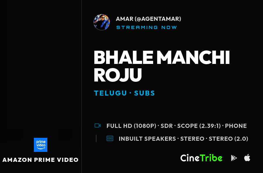 AgentAMAR_'s tweet photo. #ReWatched #BhaleManchiRoju.
Logged on #CineTribe

@iWamiqaGabbi ki telugu vachu ani ippudu telsindi. https://t.co/exPi6MwVHh