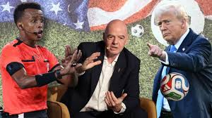 Shambles151's tweet photo. Trump &amp; Infantino have managed the impossible.

They have made football fans support a referee. https://t.co/bjEkqBuoBE