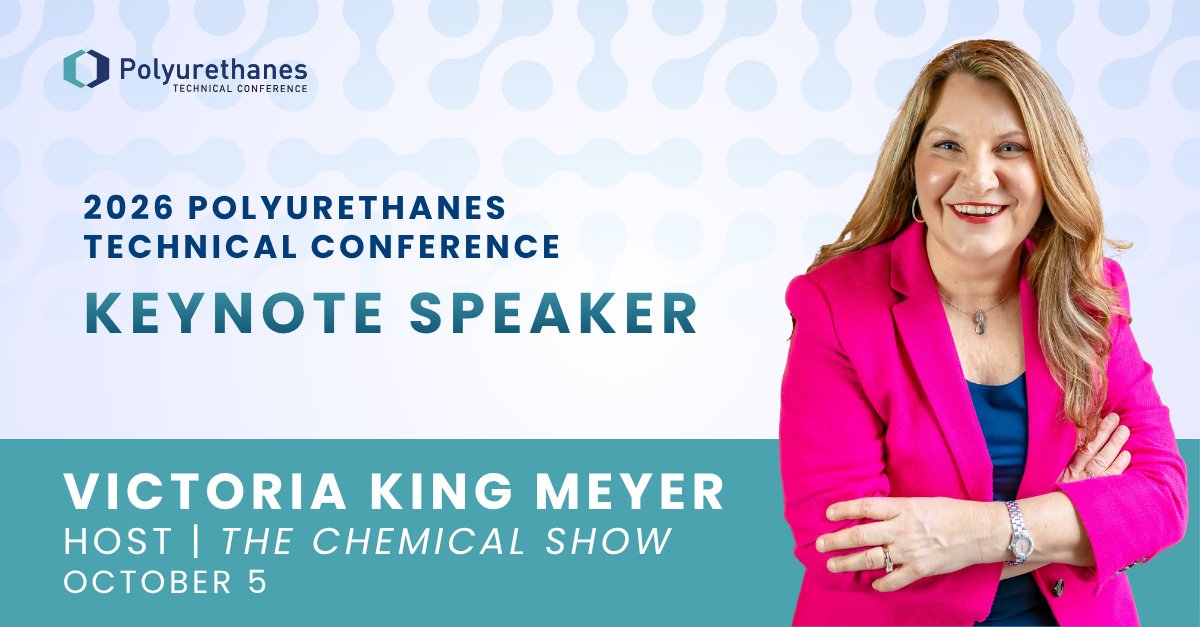 accpolyurethane's tweet photo. Big news for #PolyCon26 🎉

@VictoriaKMeyer—host of @TheChemicalShow—will take the keynote stage in Orlando.

Get ready for insights on where our industry is headed next. 

Register now: https://t.co/5g7QK4wtvs https://t.co/cPYxLF2lVW