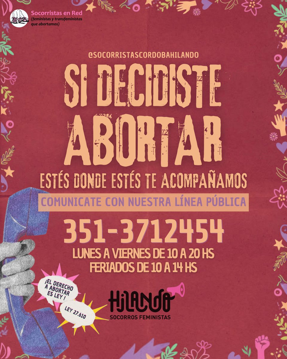 SocorroHilando's tweet photo. 🚨Si decidiste #Abortar te acompañamos! 
En #Argentina la Ley 27.610 garantiza el derecho a abortar https://t.co/TRlMzsElxQ