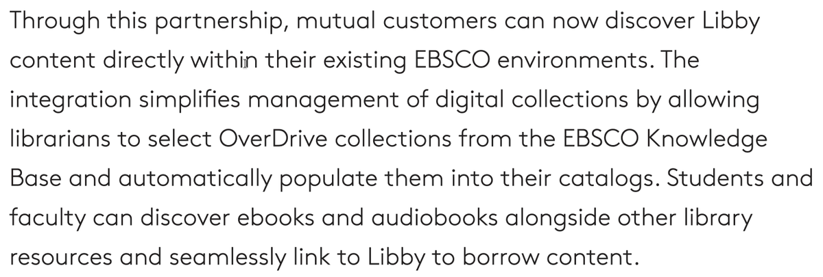 infodocket's tweet photo. Company News: OverDrive and EBSCO Information Services Announce New Integration to Enhance Discovery of Digital Resources in Academic #Libraries 

https://t.co/PkucGZfo10

#ebooks #audiobooks
@OverDriveInc  @EBSCO https://t.co/FDXRWVpx6v
