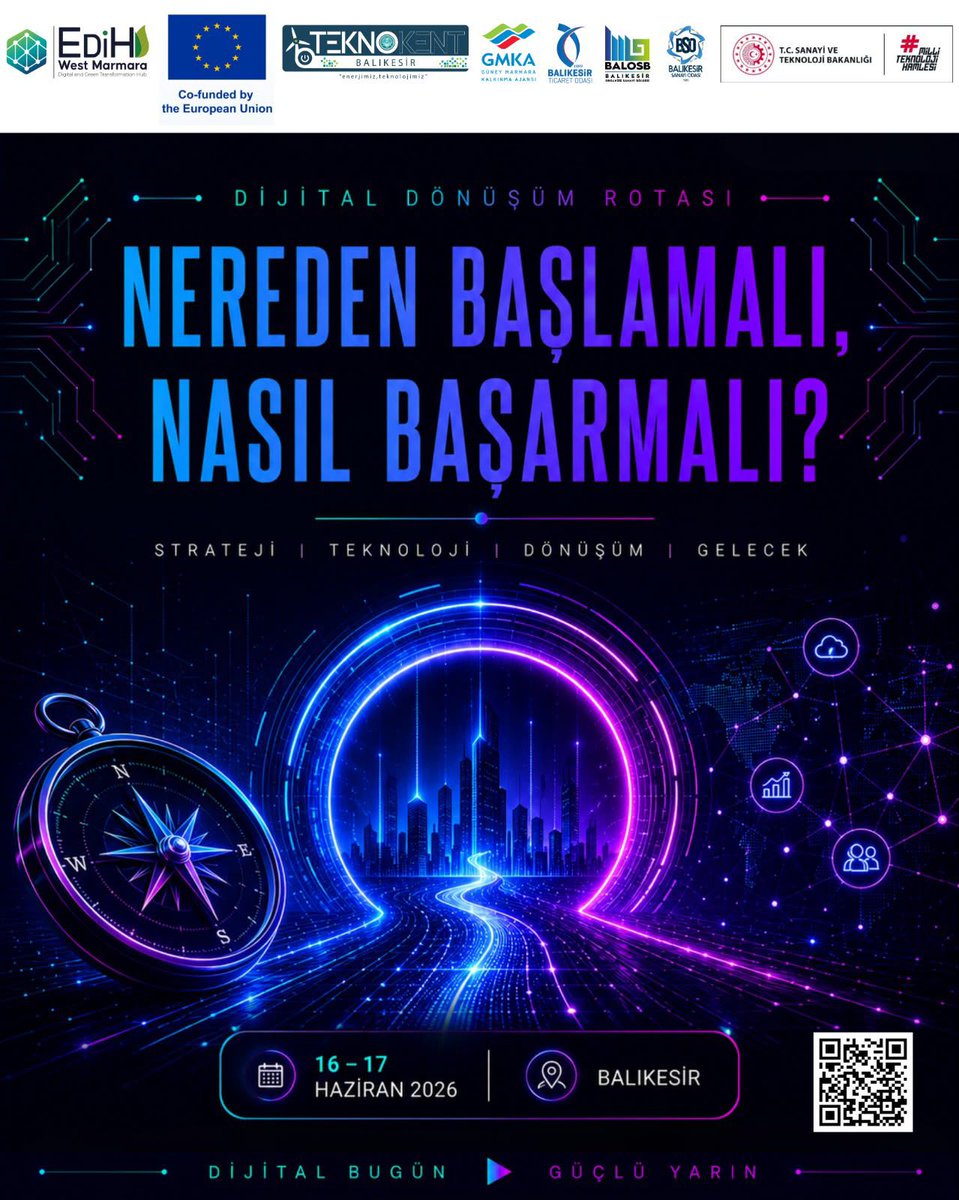 GMKAjansi's tweet photo. 🚀 Dijital Dönüşüm Rotası Başlıyor!

KOBİ'lerin rekabet gücünü artıran, verimliliği destekleyen ve geleceğin üretim anlayışını şekillendiren dijital dönüşüm uygulamaları #Balıkesir'de eğitimler, atölyeler ve panel oturumlarıyla katılımcılarla buluşuyor. https://t.co/EfnwFTNID6