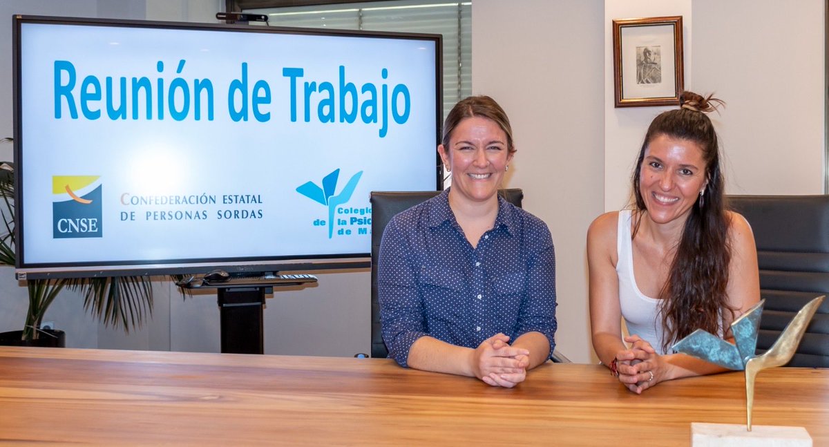 CopMadrid's tweet photo. 📸 La Decana, @Timanfaya_Psic, se reúne con Alba Prado, Coordinadora del área de políticas de igualdad de género de @CNSEinfo, para estrechar lazos y colaborar en futuros proyectos centrados en fomentar el bienestar de las mujeres sordas, un colectivo de especial vulnerabilidad. https://t.co/tk9nQO44wM