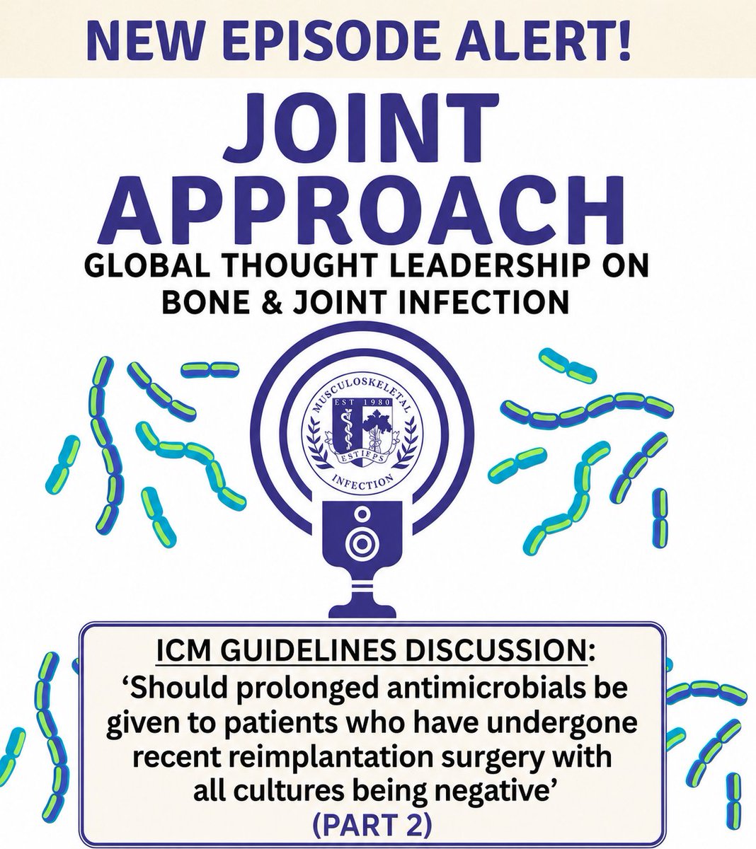 MSISorg's tweet photo. ποΈ New Joint Approach Podcast Episode!
ICM Guidelines Discussion:
Should prolonged antimicrobials be given after recent reimplantation surgery when all cultures are negative? (Part 2)
π§ Listen now:
https://t.co/sKzHmORZYw
#JointApproach #PJI #Orthopaedics #EBJIS_MSIS2026 https://t.co/UFIag9Q80Q