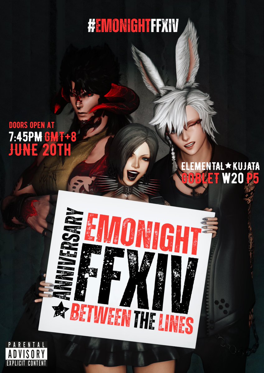 eorzea3am's tweet photo. #EMONIGHTFFXIV returns after almost 8 months.

Join us on the 20th as we celebrate our 3rd year, in familiar fashion 🖤

Song requests are still available at: https://t.co/26CTsuD2Qm

Find out more at: https://t.co/44E18JIPqM 

See you then.

📸: @Izanagiffxiv &amp; @litheffxiv https://t.co/yOu46NVB5K