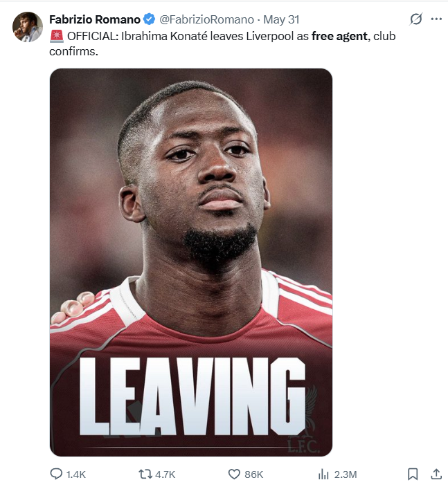 PaddyKeoghAF's tweet photo. "Ibrahima Konaté leaves Liverpool as free agent"

"Robert Lewandowski leaves Barcelona as free agent"

"Dusan Vlahovic leaves Juventus as free agent"

"Jadon Sancho leaves Man United as free agent after 5 years since joining on £75m deal from BVB."

Noticing. https://t.co/0KHGkXtmHI