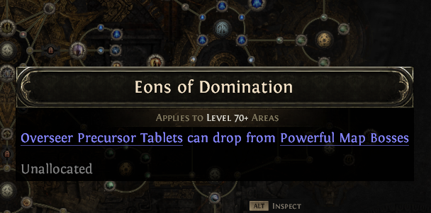 Vanny1d8's tweet photo. So you can get Overseer Tablets from powerful map bosses without having the passive on the tree... huh? Or the tablets wont drop in 70+ areas until i get the passive? https://t.co/PWLMUSf4tX