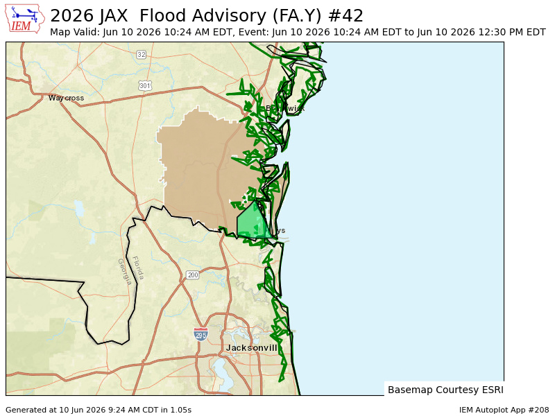 IEMBot_GA's tweet photo. JAX issues Flood Advisory for Camden [GA] till Jun 10, 12:30 PM EDT https://t.co/9fpAmgQgg6 https://t.co/QBLdgd3yww