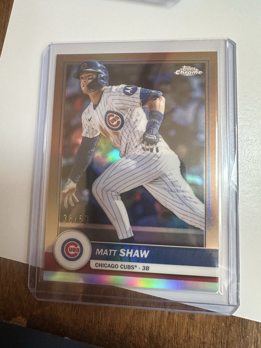 ColinSCole7's tweet photo. Matt Shaw Topps Stadium Club RC 
Matt Shaw Topps Chrome 38/50

@CardPurchaser @Topps  #topps #panini https://t.co/jrnsGtEBbu