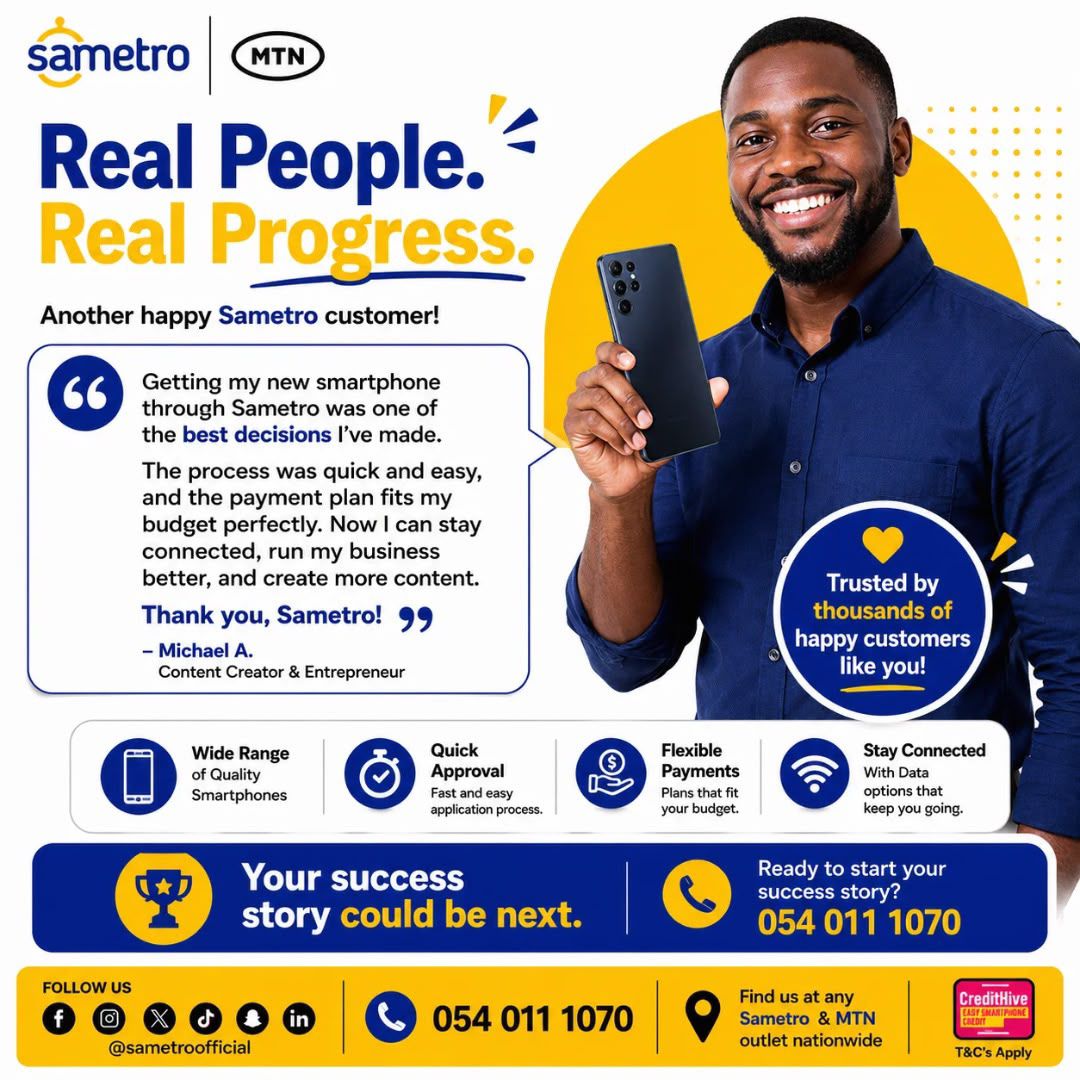 Sametroofficial's tweet photo. POV: You finally get the smartphone you’ve wanted without paying the full amount upfront. 

✅ Quick application

✅ Flexible payments

✅ Affordable plans

One smart decision can open up new opportunities.

Your success story could be next.

📞 054 011 1070 https://t.co/KCyC51fDGv
