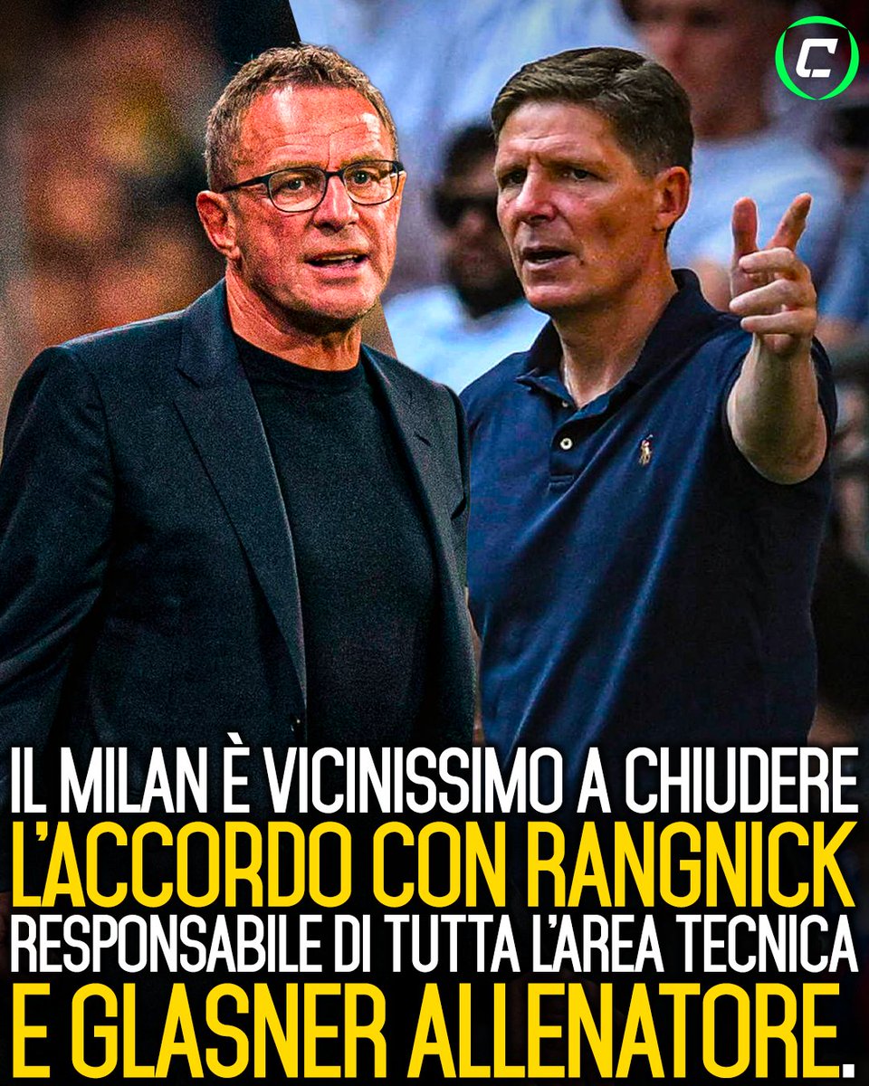 CronacheTweet's tweet photo. Il Milan sta definendo la nuova gestione tecnica in vista della prossima stagione. Ralf Rangnick lascerà l'Austria a fine Mondiali 2026 e diventerà responsabile di tutta l'Area Tecnica, con voce in capitolo anche sul settore giovanile. L'allenatore prescelto sarebbe poi Oliver Glasner, che ha già salutato il Crystal Palace 🇦🇹

Se tutta questa configurazione societaria andrà in porto, saranno molto limitate le responsabilità di Zlatan Ibrahimović sulla gestione sportiva 🔴⚫