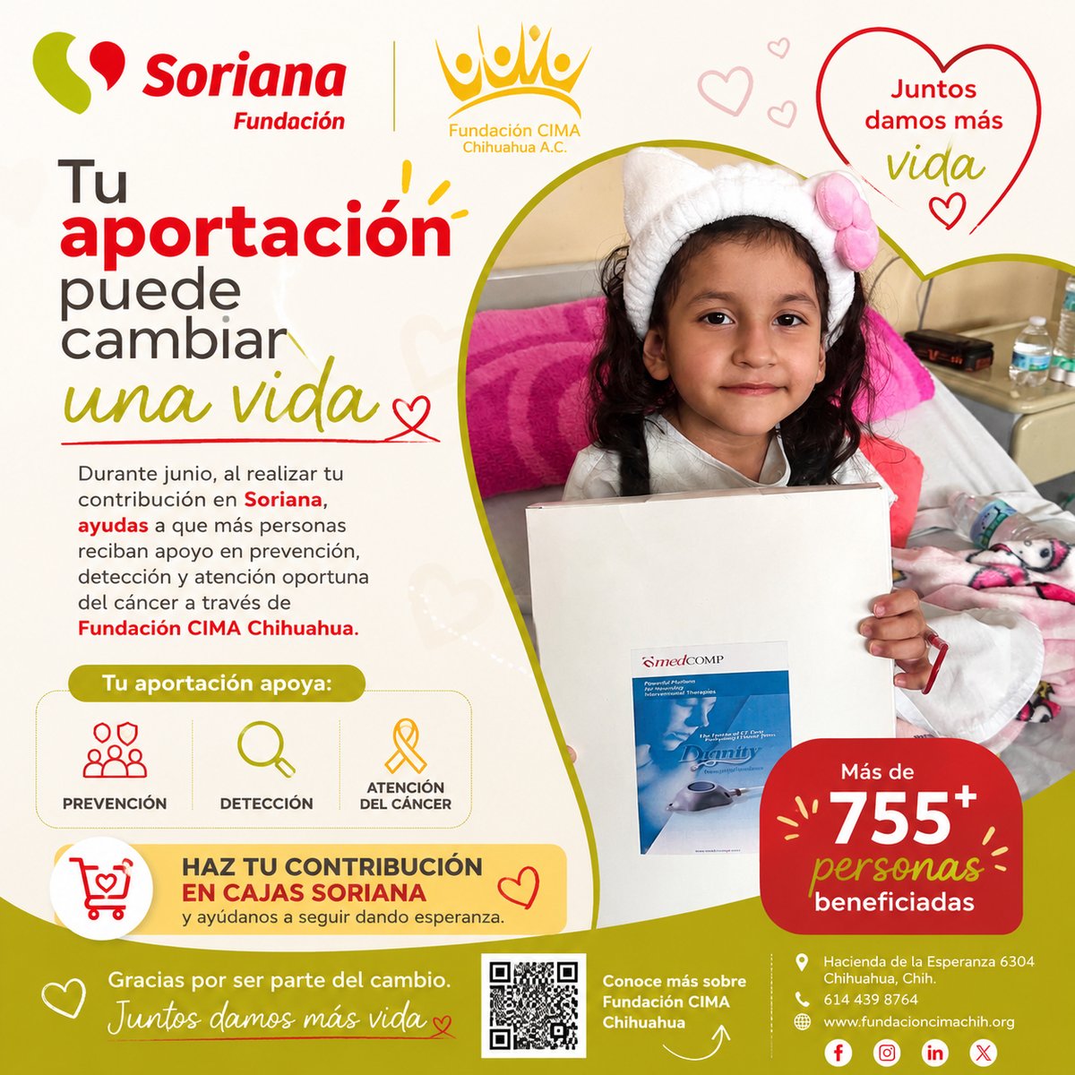 fcimachih's tweet photo. 💛 Tu aportación hace la diferencia.
Al contribuir en @orgsoriana , apoyas a Fundación CIMA Chihuahua para que más personas tengan acceso a programas de prevención, detección y atención del cáncer.
#COMUNIDAD
#JuntosDamosMásVida #FundaciónSoriana #FundaciónCIMAChihuahua https://t.co/rZ3BAJaYVG