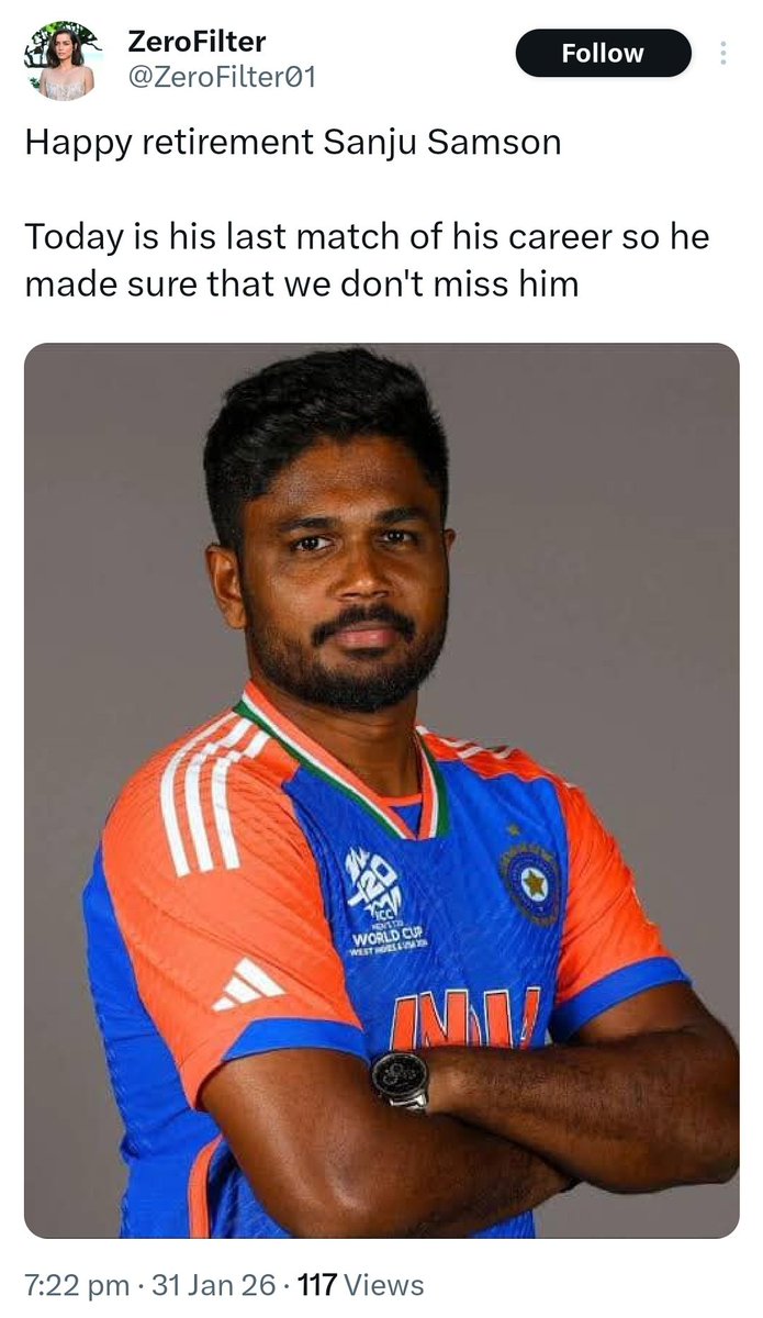 Samsoncore's tweet photo. Whenever you feel low,just go back to Jan 31 &amp; check trolls and videos of Sanju Samson. You won't get better motivation than that. Even as a fan,i thought his international career was over.But man,no one expected we were going to witness biggest comeback ever in cricket history🔥 https://t.co/k9FWIZ2UyX