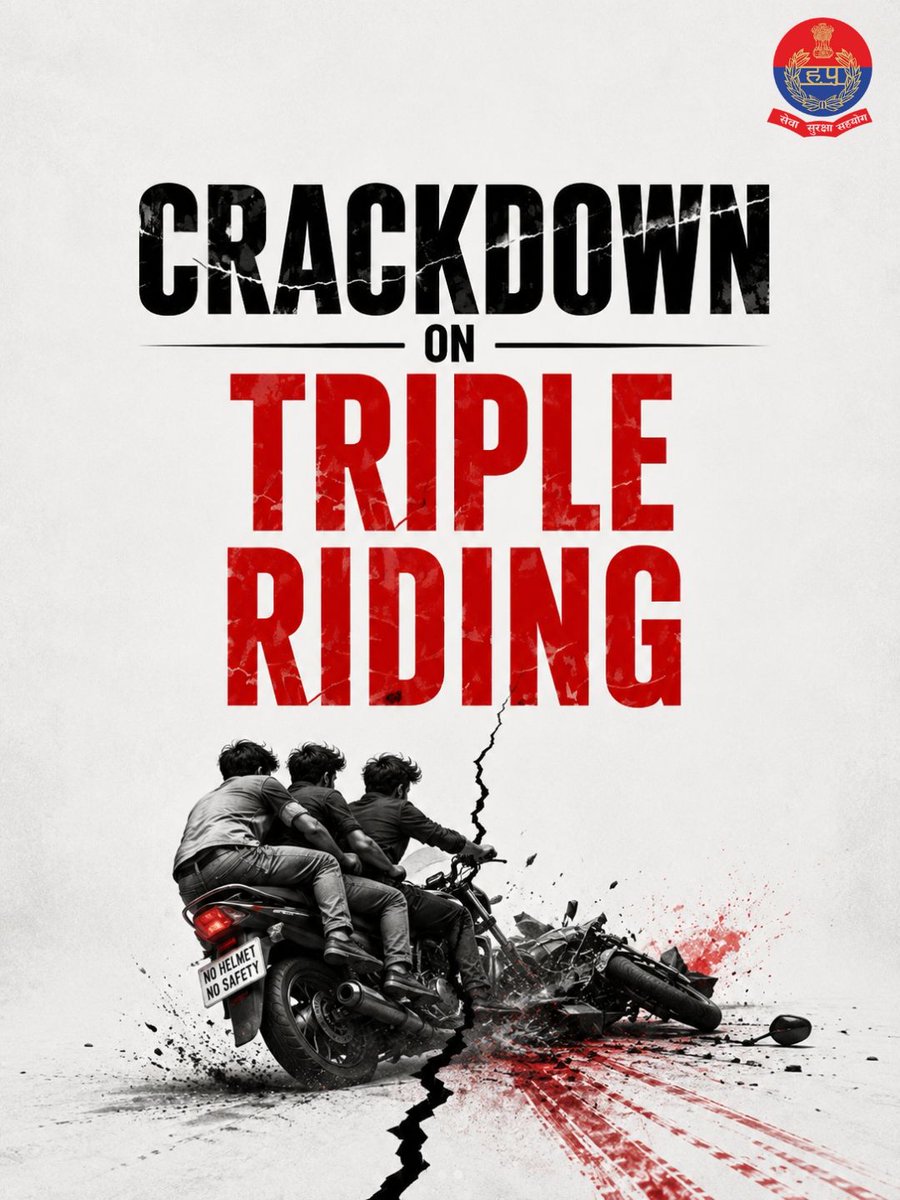 TrafficGGM's tweet photo. Gurugram Traffic Police: special drive vs triple riding (1–31 May 2026)
· 1,026 challaned
· ₹10,26,000 in fines
· Stick to two. Helmets on.
📞 112 | 1095
#TripleRiding #RoadSafety #SafeGurugram https://t.co/GdfFGXHeXS