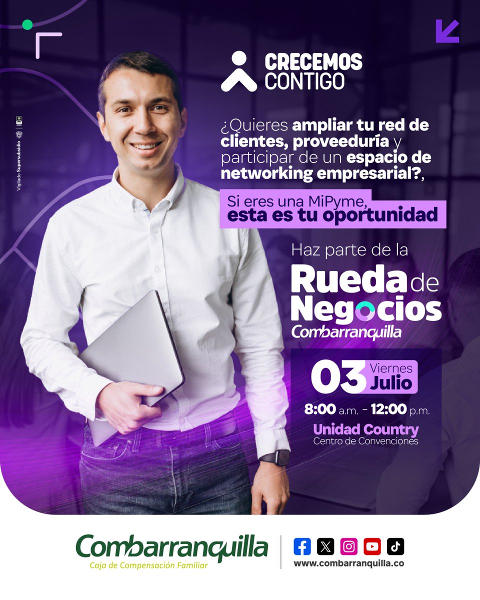 Combarranquilla's tweet photo. 🚀 Nuevas conexiones, nuevas oportunidades.

Participa en la Rueda de Negocios Combarranquilla y amplía tu red de clientes, proveedores y aliados estratégicos.

📅 3 de julio | 📍 Unidad Country
🔗 Inscríbete: https://t.co/ihFjzMCPyi

#NetworkingEmpresarial #RuedaDeNegocios #Combarranquilla #Empresarios