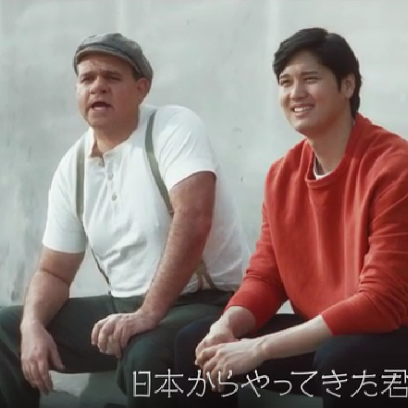 FoolishBB's tweet photo. Found a Japanese Dunlop Tire commercial where Ohtani hangs out with Scary Babe Ruth https://t.co/kVxndpNeZ8
